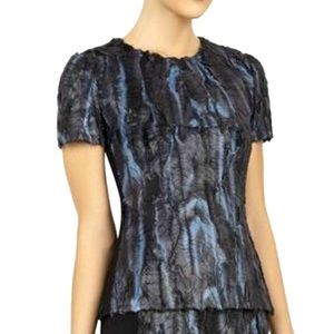 BCBGMAXAZRIA TULUM Short-Sleeve Coated Faux-Fur S in pristine condition
